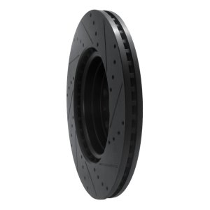 Ram 1500 Brake Rotor (1) - Front Left - R1 Concepts - Drilled & Slotted - Black - `19-`25